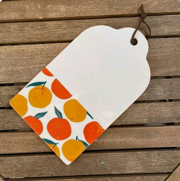 Other - Ceramic Cheese Board w/ Oranges Orange Fruit Design 12" x 7" w/ Hang Strap
